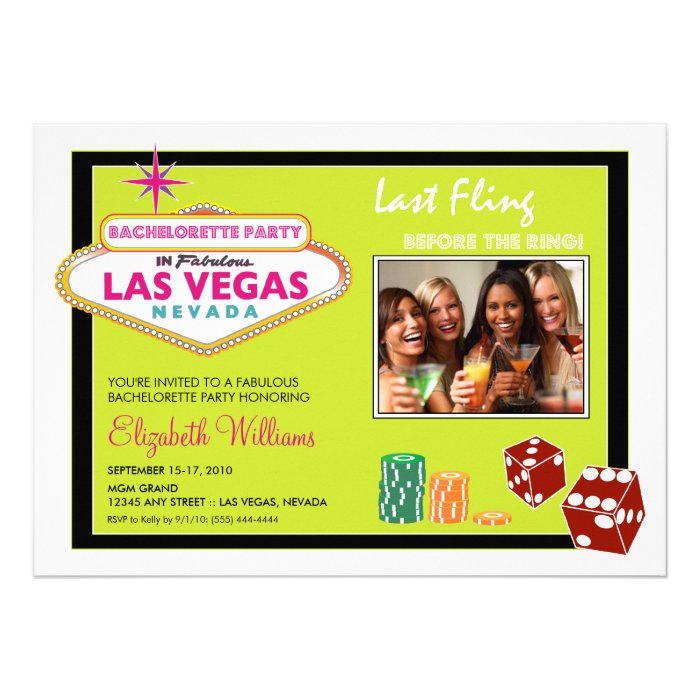 Vegas Weekend Bachelorette Party Invitation (lime)