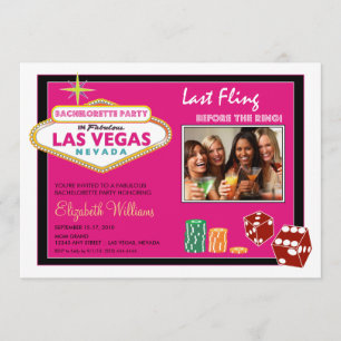 Vegas Weekend Bachelorette Party Invite (fuschia)