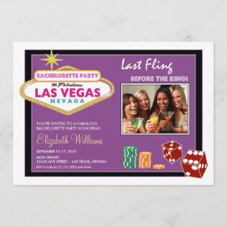 Vegas Weekend Bachelorette Party Invite (lavender)