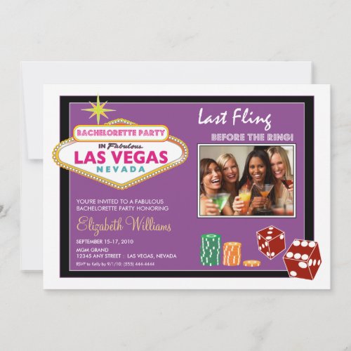 Vegas Weekend Bachelorette Party Invite lavender