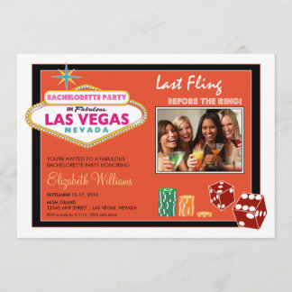Vegas Weekend Bachelorette Party Invite (orange)