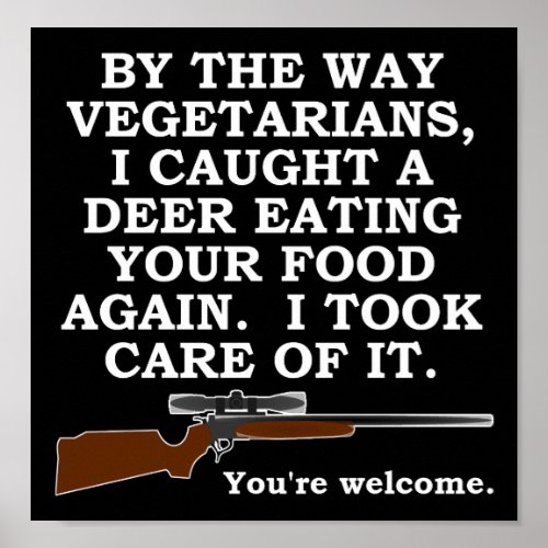 Vegatarian Favor Funny Hunting Poster blk