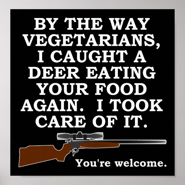 Vegatarian Favor Funny Hunting Poster blk (Front)