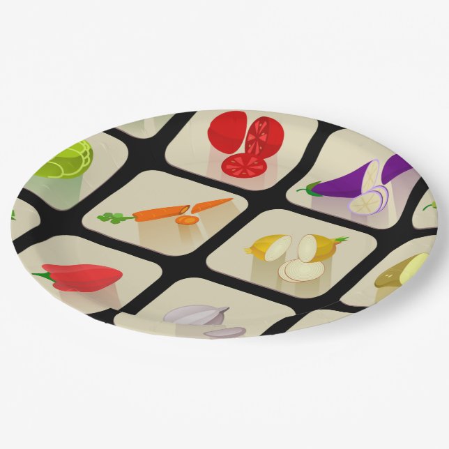 Vege Party design Custom Paper Plates 7" (Angled)