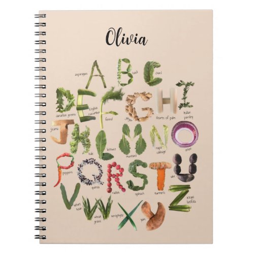 Vegetable Alphabet Cute Kids Food Notebook