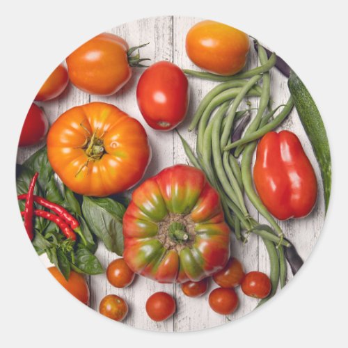 Vegetable and Herb Harvest Classic Round Sticker