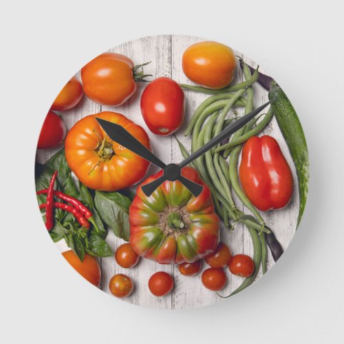 Vegetable and Herb Harvest Round Clock