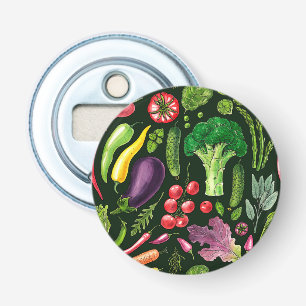 Vegetable and herbs garden harvest on black bottle opener