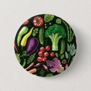 Vegetable and herbs garden harvest on black button