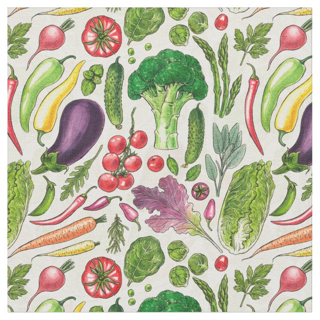 Vegetable and herbs garden harvest on off white fabric (Close Up)
