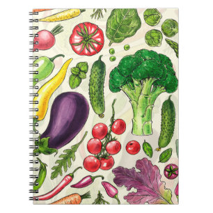 Vegetable and herbs garden harvest on off white notebook