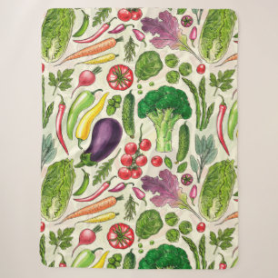 Vegetable and herbs garden harvest on off white sherpa blanket