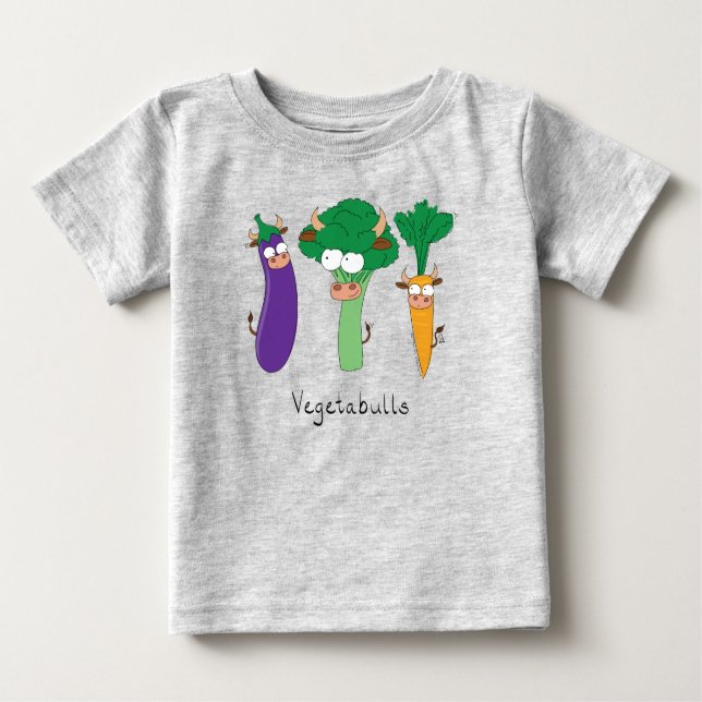Vegetable Bulls Funny Kid's Baby's T-shirt (Front)