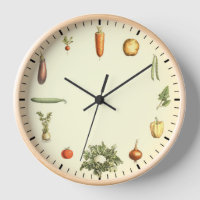 Vegetable Clock - Healthy Vegetables Vintage Art