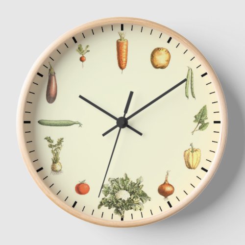 Vegetable Clock _ Healthy Vegetables Vintage Art