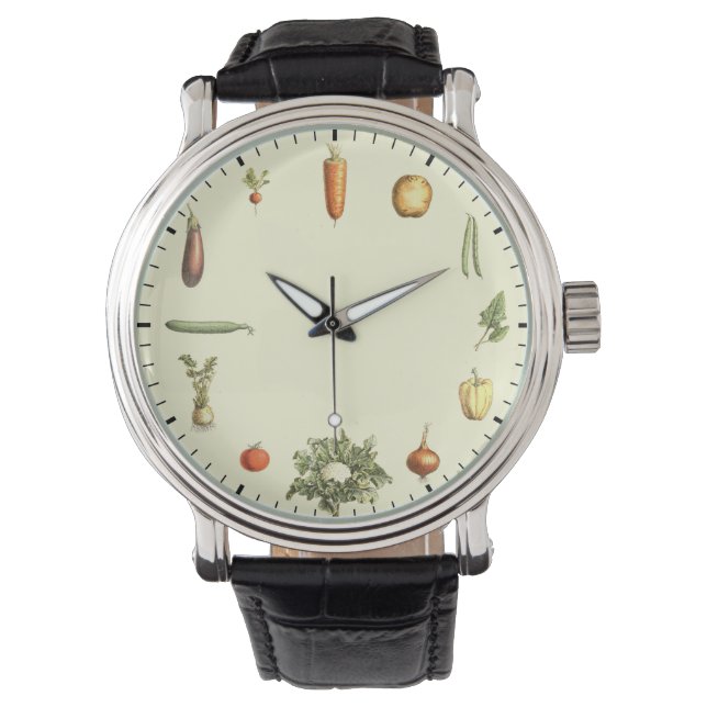Vegetable Clock - Healthy Vegetables Vintage Art Watch (Front)