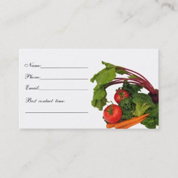 Vegetable Contact Card 1 by AJsGraphics at Zazzle