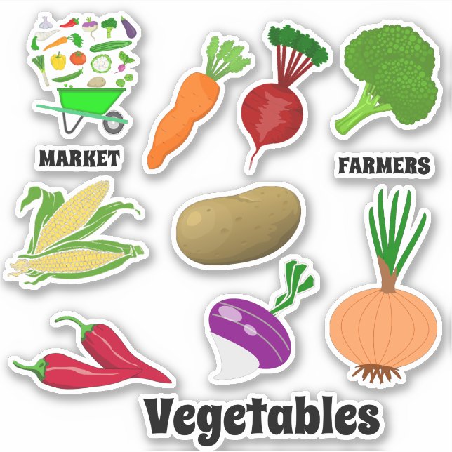 Vegetable Decal Sticker Sheets (Front)