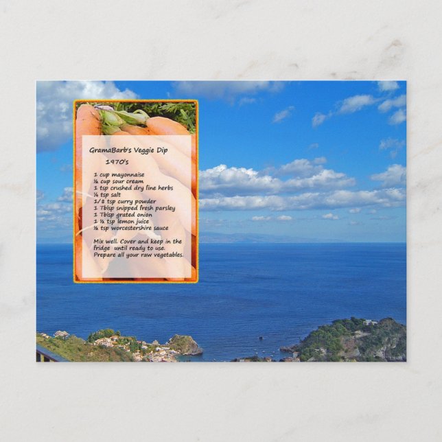 Vegetable Dip Recipe Postcard (Front)