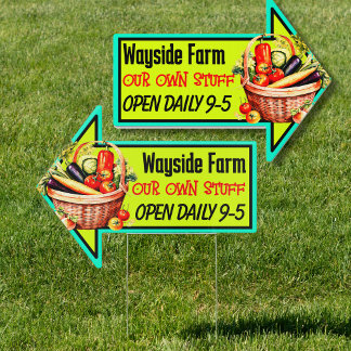 Vegetable Farm Stand Colorful Roadside Arrow Sign