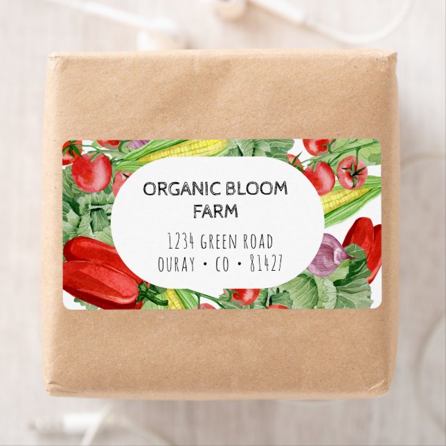 Vegetable Farm Watercolor Shipping Address Label (Insitu)