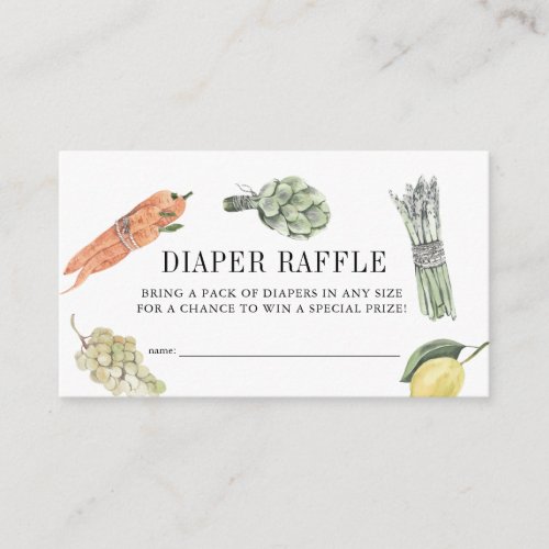 Vegetable Farmers Market Diaper Raffle Ticket Enclosure Card