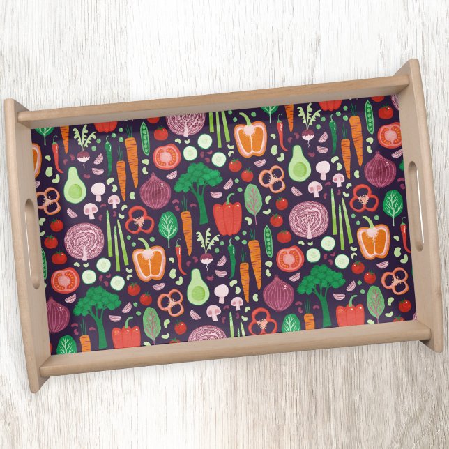 Vegetable Food Art Serving Tray (Vegetable art pattern serving tray)