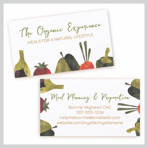 Customizable half veggies fruits cooking catering business c... business card
