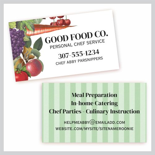 Vegetable fruit farmers market cooking nutrition business card