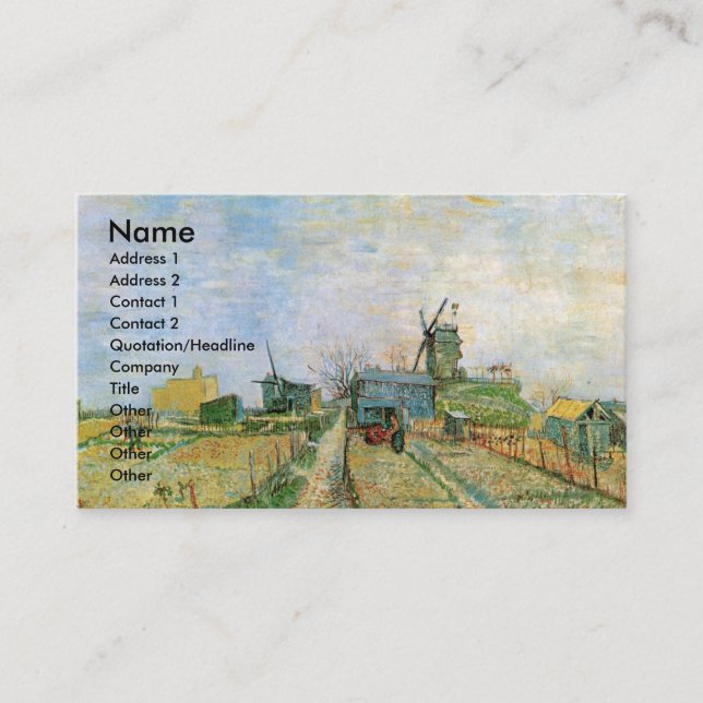 Vegetable Garden in Montmartre by Vincent van Gogh Business Card (Front)
