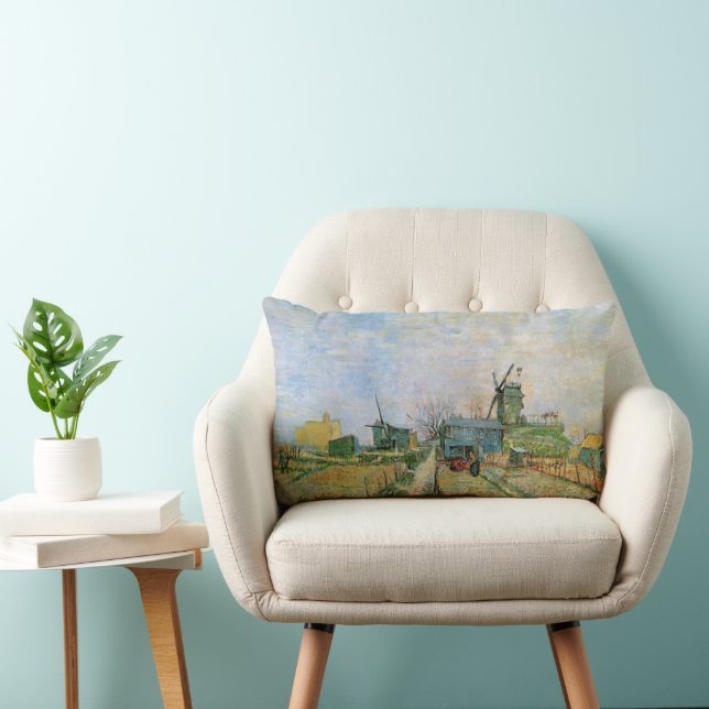 Vegetable Garden in Montmartre by Vincent van Gogh Lumbar Pillow (Chair)
