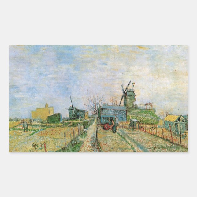 Vegetable Garden in Montmartre by Vincent van Gogh Rectangular Sticker (Front)