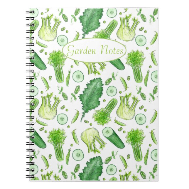 Vegetable Garden Journal Watercolor Celery Kale (Front)