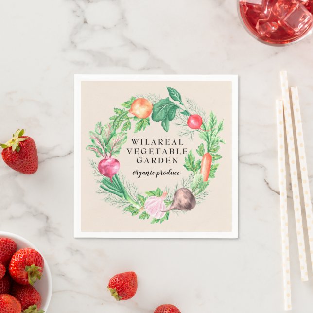 Vegetable Garden Organic Farm Monogram Napkins (Insitu)