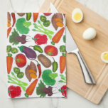 Vegetable Garden Produce Greenmarket Veggies Kitchen Towel<br><div class="desc">Design features an original marker illustration of an assortment of fresh garden vegetables: peppers, asparagus, brussels sprouts, carrots, tomatoes, eggplant, yams, russet potatoes, chili peppers, beets, broccoli and jalapeños. This veggie design is also available on other products. Don't see what you're looking for? Need help with customization? Contact Rebecca to...</div>