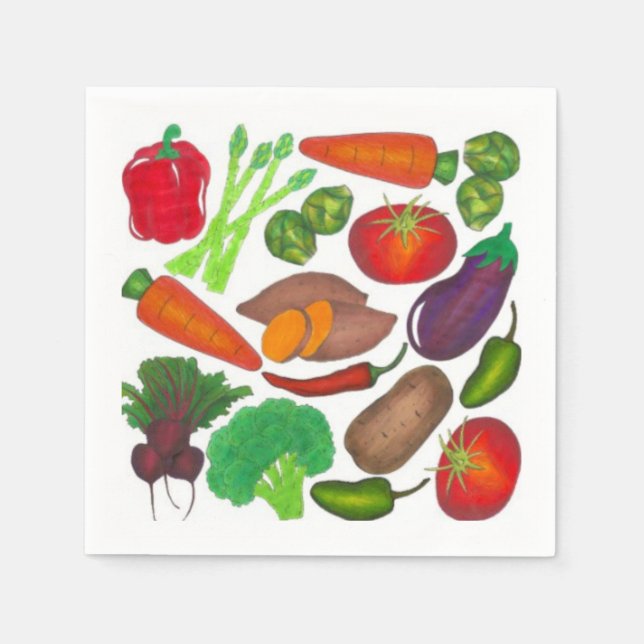 Vegetable Garden Produce Greenmarket Veggies Napkins (Front)