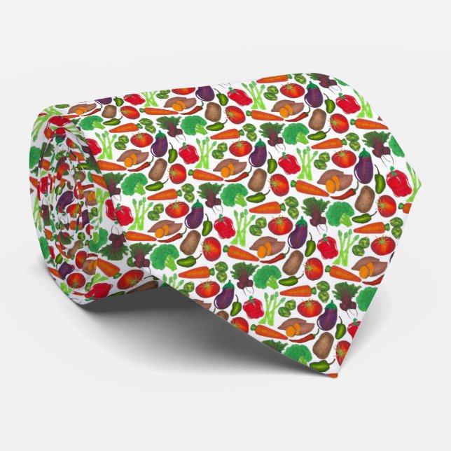 Vegetable Garden Produce Greenmarket Veggies Neck Tie (Rolled)