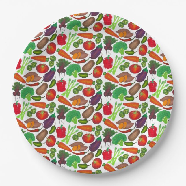 Vegetable Garden Produce Greenmarket Veggies Paper Plates (Front)