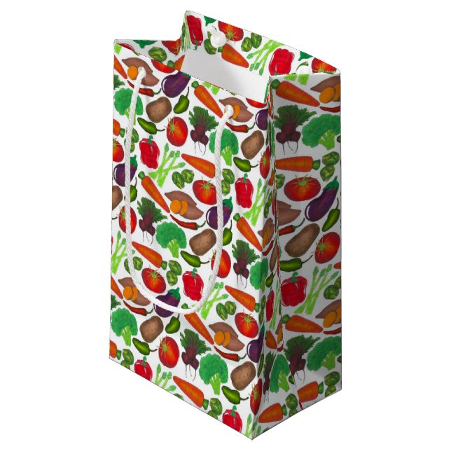 Vegetable Garden Produce Greenmarket Veggies Small Gift Bag (Front Angled)