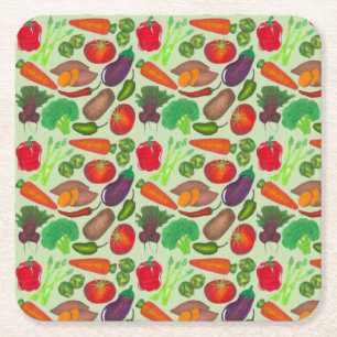 Vegetable Garden Produce Greenmarket Veggies Square Paper Coaster
