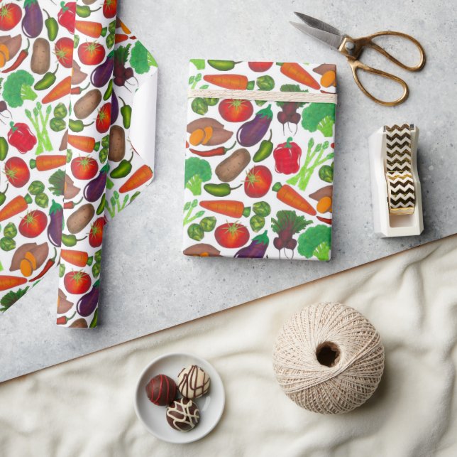 Vegetable Garden Produce Greenmarket Veggies Wrapping Paper (Crafts)