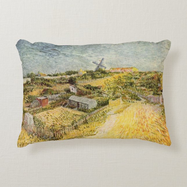 Vegetable Gardens, Montmartre by Vincent van Gogh Decorative Pillow (Front)