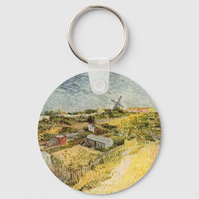 Vegetable Gardens, Montmartre by Vincent van Gogh Keychain (Front)