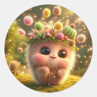 Vegetable Hair Creature Classic Round Sticker