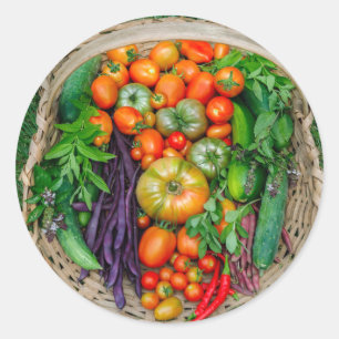 Vegetable Harvest Basket Classic Round Sticker