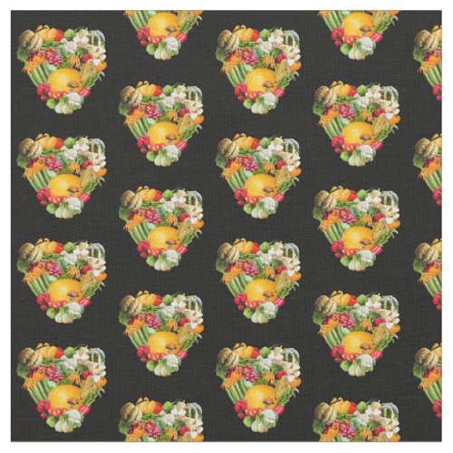 Vegetable Harvest Hearts Fabric