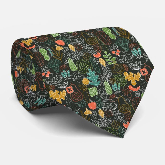 Vegetable Icons    Neck Tie (Rolled)