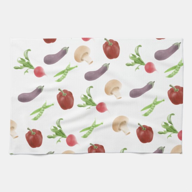 Vegetable Illustration Pattern Kitchen Towel (Horizontal)