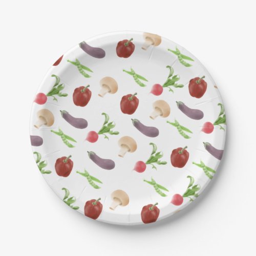 Vegetable Illustration Pattern Paper Plates
