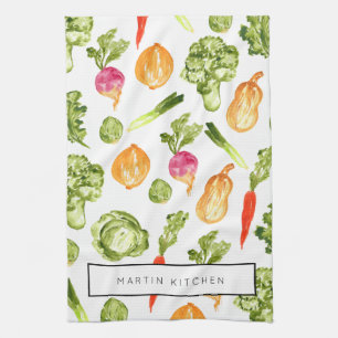 Vegetable illustration personalized kitchen towel
